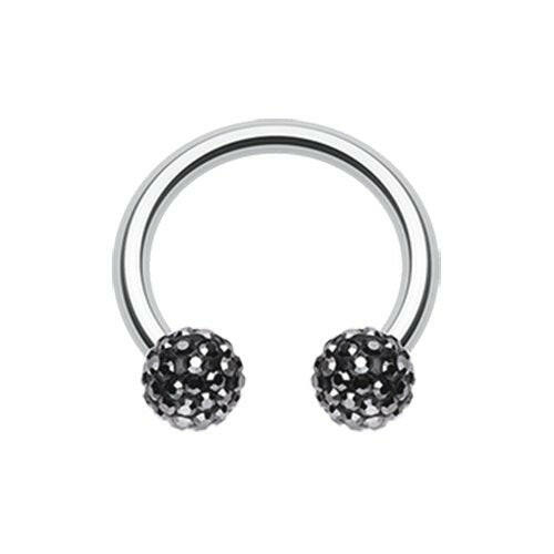 Multi-Sprinkle Dot Multi Gem Horseshoe Circular Barbell Circular Barbell Impulse Piercings 16 GA (1.2mm) Hematite