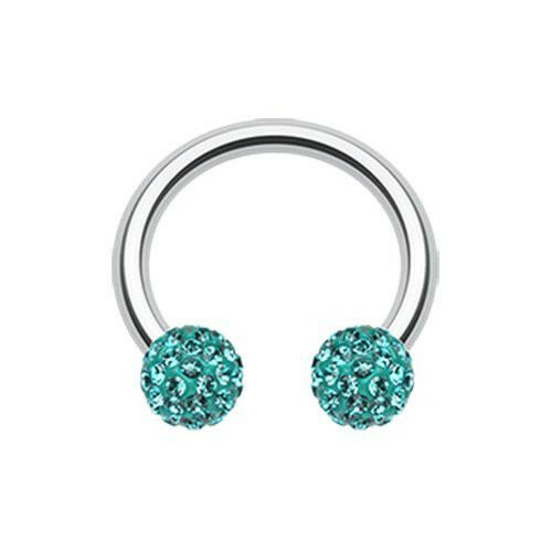 Multi-Sprinkle Dot Multi Gem Horseshoe Circular Barbell Circular Barbell Impulse Piercings 16 GA (1.2mm) Teal