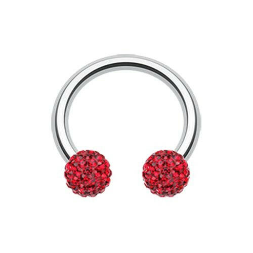 Multi-Sprinkle Dot Multi Gem Horseshoe Circular Barbell Circular Barbell Impulse Piercings 16 GA (1.2mm) Red