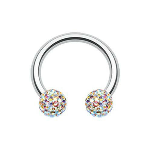 Multi-Sprinkle Dot Multi Gem Horseshoe Circular Barbell Circular Barbell Impulse Piercings 16 GA (1.2mm) Aurora Borealis