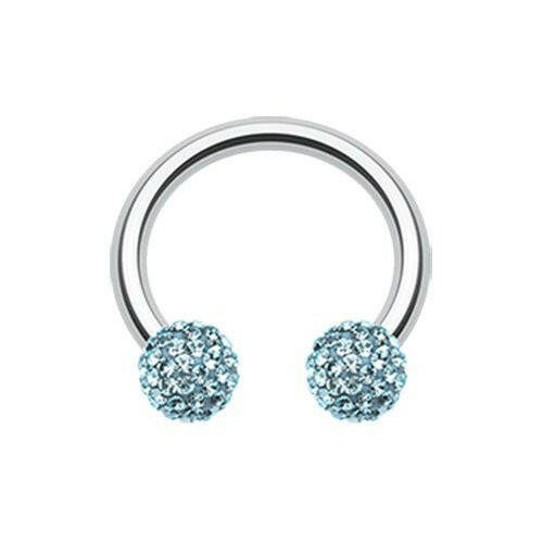 Multi-Sprinkle Dot Multi Gem Horseshoe Circular Barbell Circular Barbell Impulse Piercings 16 GA (1.2mm) Aqua