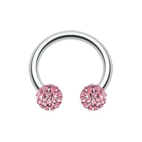 Multi-Sprinkle Dot Multi Gem Horseshoe Circular Barbell Circular Barbell Impulse Piercings 16 GA (1.2mm) Light Pink