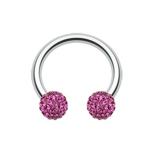 Multi-Sprinkle Dot Multi Gem Horseshoe Circular Barbell Circular Barbell Impulse Piercings 16 GA (1.2mm) Fuchsia