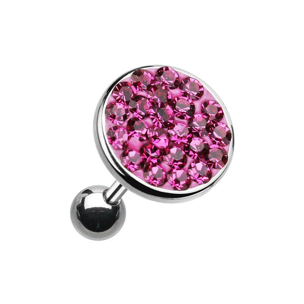 Multi-Sprinkle Dot Multi-Gem Round Cartilage Tragus Earring Cartilage Earring Impulse Piercings 1/4" (6mm) Fuchsia