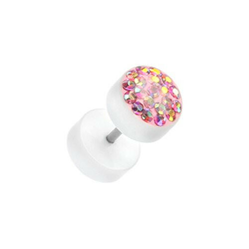 Multi-Sprinkle Dot Multi Gem White UV Fake Plug Fake Plug Impulse Piercings 16 gauge (1.2mm) Pink/Aurora Borealis