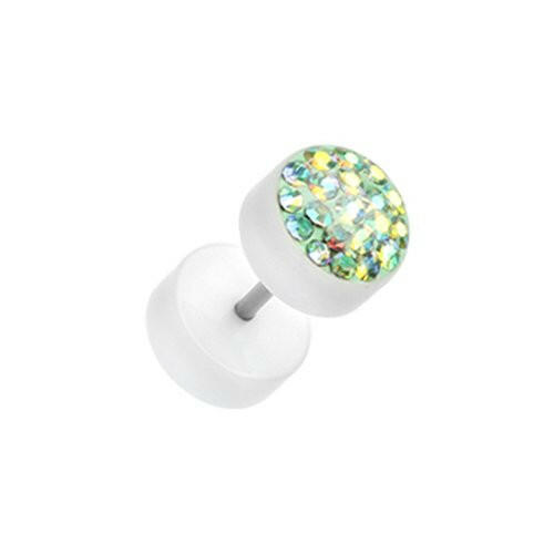 Multi-Sprinkle Dot Multi Gem White UV Fake Plug Fake Plug Impulse Piercings 16 gauge (1.2mm) Green/Aurora Borealis