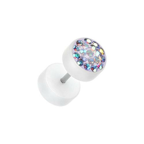 Multi-Sprinkle Dot Multi Gem White UV Fake Plug Fake Plug Impulse Piercings 16 gauge (1.2mm) Purple/Aurora Borealis