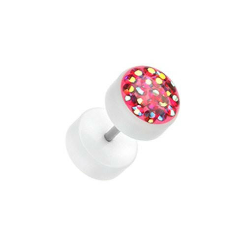 Multi-Sprinkle Dot Multi Gem White UV Fake Plug Fake Plug Impulse Piercings 16 gauge (1.2mm) Red/Aurora Borealis