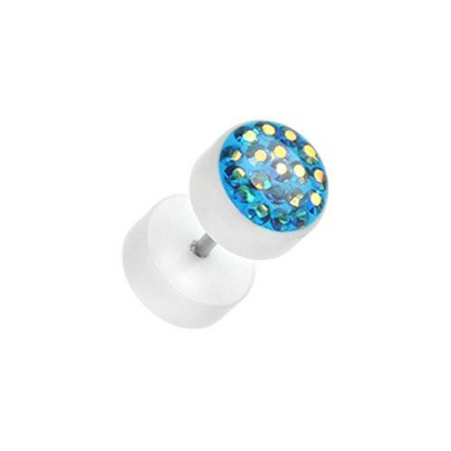 Multi-Sprinkle Dot Multi Gem White UV Fake Plug Fake Plug Impulse Piercings 16 gauge (1.2mm) Blue/Aurora Borealis