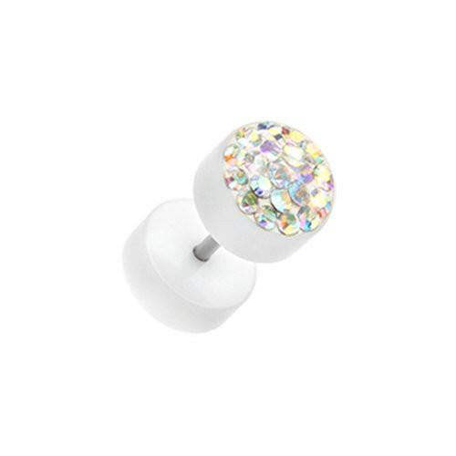 Multi-Sprinkle Dot Multi Gem White UV Fake Plug Fake Plug Impulse Piercings 16 gauge (1.2mm) Aurora Borealis