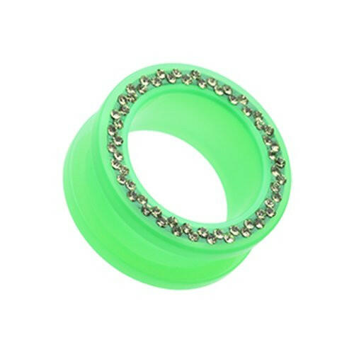 Multi-Sprinkle Dot Neon Acrylic Flesh Tunnel Ear Gauge Plug Plugs Impulse Piercings 6 gauge (4mm) Green