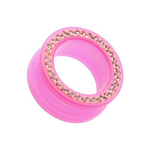 Multi-Sprinkle Dot Neon Acrylic Flesh Tunnel Ear Gauge Plug Plugs Impulse Piercings 6 gauge (4mm) Pink