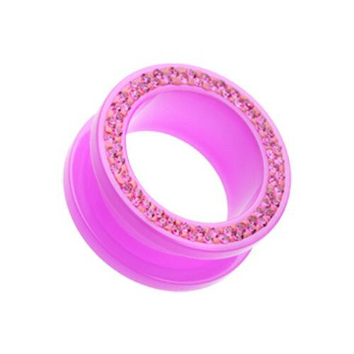 Multi-Sprinkle Dot Neon Acrylic Flesh Tunnel Ear Gauge Plug Plugs Impulse Piercings 6 gauge (4mm) Purple