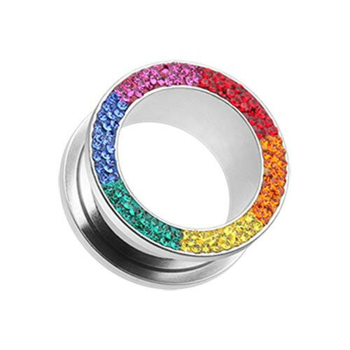 Multi-Sprinkle Dot Rainbow Multi Gem Screw-Fit Ear Gauge Tunnel Plug Plugs Impulse Piercings 2 gauge (6.5mm)