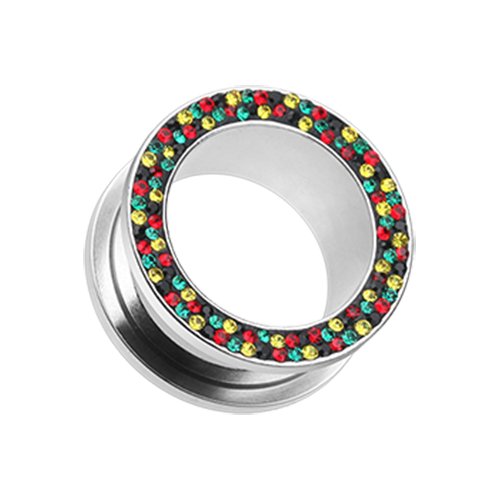 Multi-Sprinkle Dot Rasta Multi Gem Screw-Fit Ear Gauge Tunnel Plug Plugs Impulse Piercings 4 gauge (5mm)