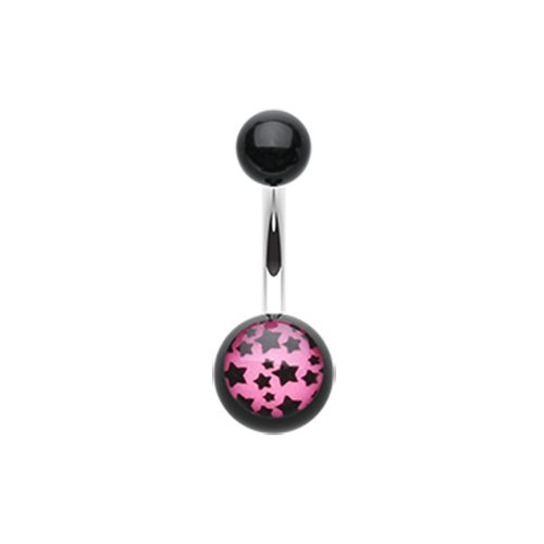 Multi Star Acrylic Belly Button Ring Navel Ring Impulse Piercings Pink