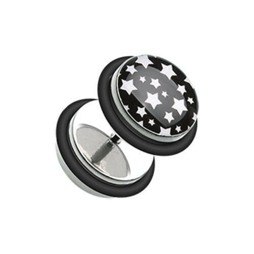 Multi Star Steel Fake Plug Earrings with O-Rings Fake Plug Earrings Impulse Piercings 16 GA (1.2mm)