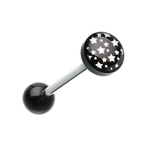 Multi Stars Logo Acrylic Barbell Tongue Ring Barbell Impulse Piercings Black