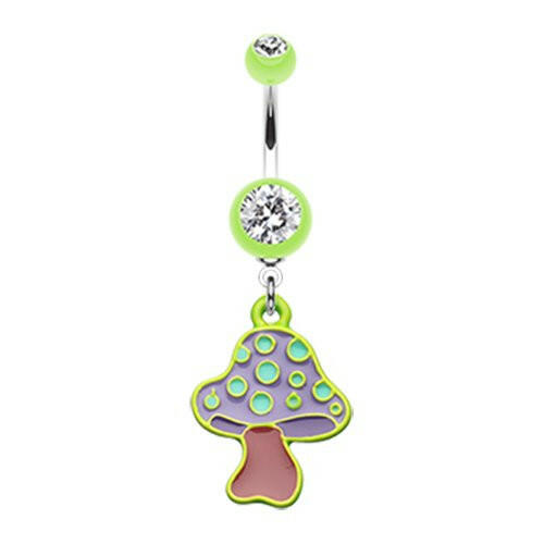 Mushroom Belly Button Ring Navel Ring Impulse Piercings Light Green