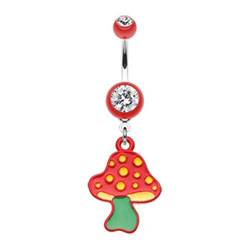 Mushroom Belly Button Ring Navel Ring Impulse Piercings Red