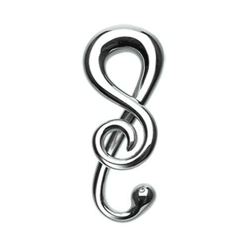 Music Note Treble Clef Steel Ear Gauge Spiral Hanging Taper Tapers Impulse Piercings 14 GA (1.6mm)