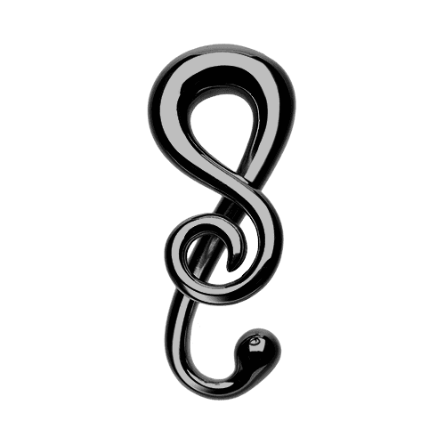 Music Note Treble Clef Steel Ear Gauge Spiral Hanging Taper Tapers Impulse Piercings 14 GA (1.6mm)