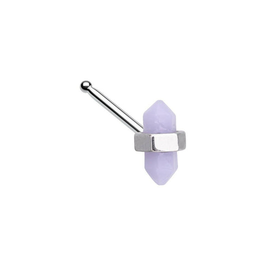 Mystical Gemstone Cut Gem Nose Stud Ring Impulse Piercings Purple