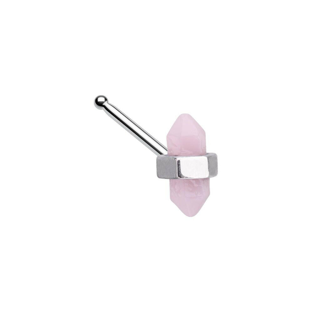 Mystical Gemstone Cut Gem Nose Stud Ring Impulse Piercings Pink