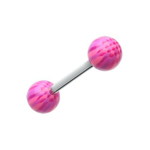 Native Checker Acrylic Top Barbell Tongue Ring Barbell Impulse Piercings Purple/Pink