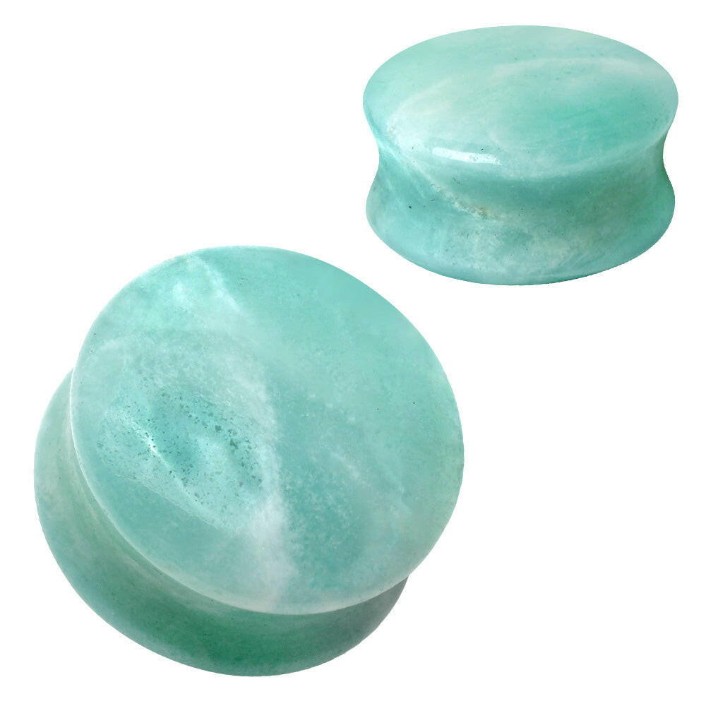 Natural Amazonite Stone Saddle Plug Plugs Impulse Piercings 2 gauge (6mm)