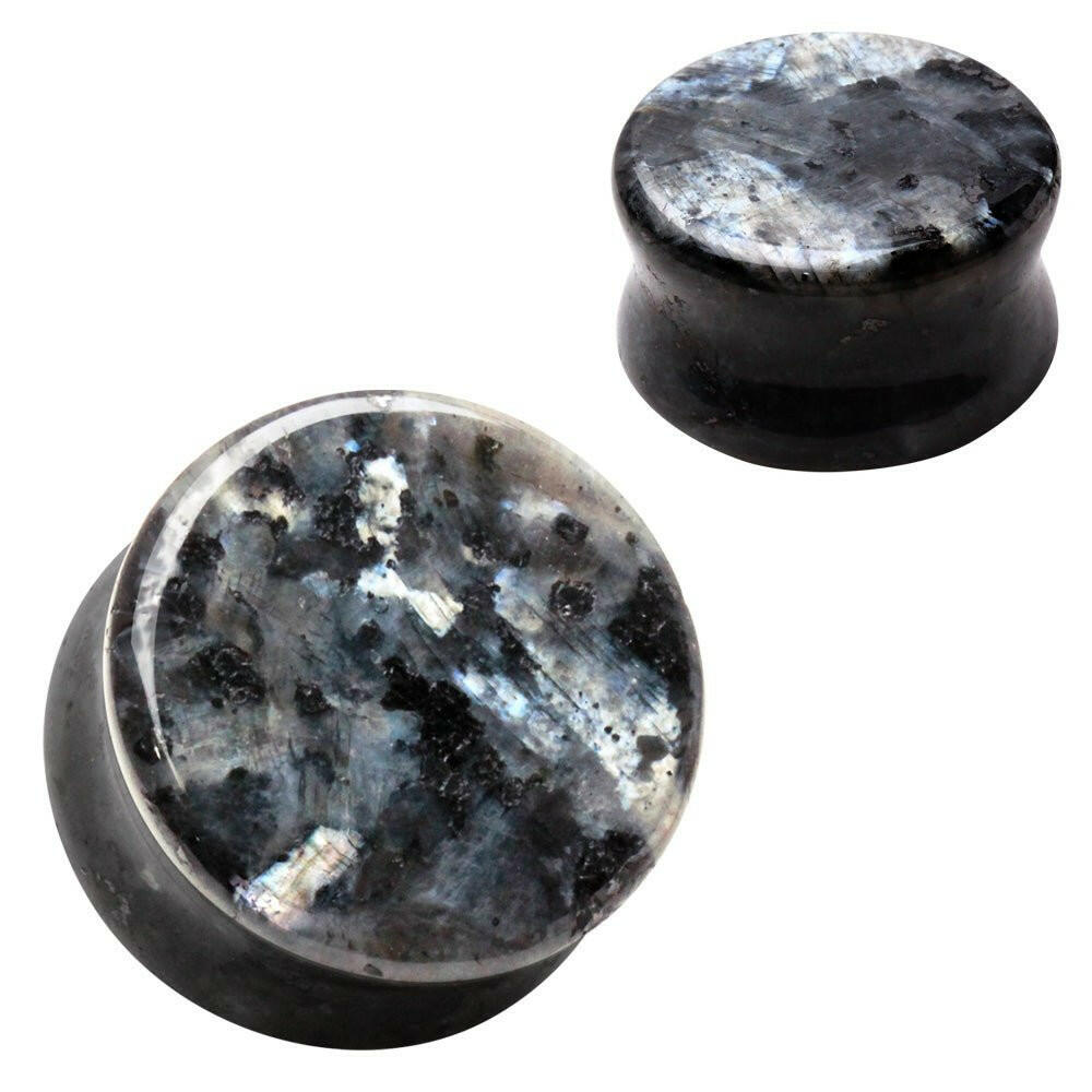 Natural Black Labradorite Stone Saddle Plug Plugs Impulse Piercings