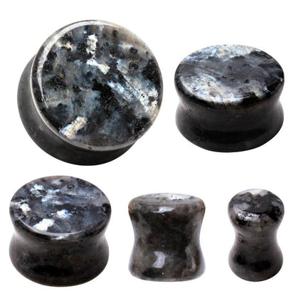 Natural Black Labradorite Stone Saddle Plug Plugs Impulse Piercings