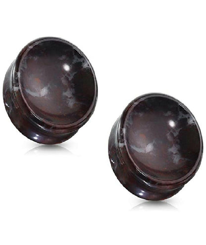 Natural Blood Stone Concave Double Flared Plugs Plugs Impulse Piercings 3/4" (19mm)