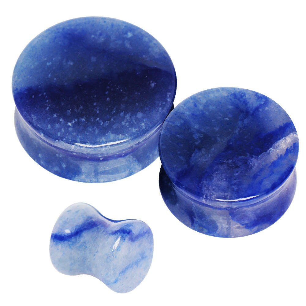 Natural Blue Aventurine Stone Saddle Plug Plugs Impulse Piercings 6 gauge (4mm)