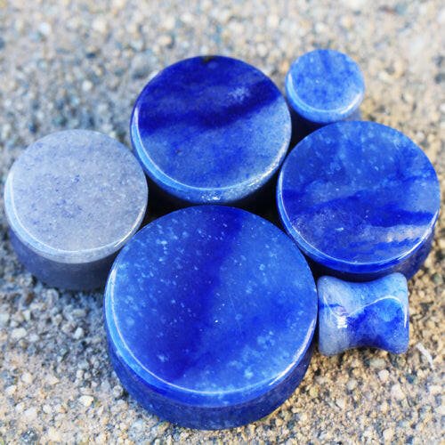 Natural Blue Aventurine Stone Saddle Plug Plugs Impulse Piercings