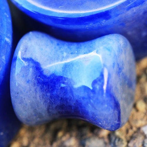 Natural Blue Aventurine Stone Saddle Plug Plugs Impulse Piercings