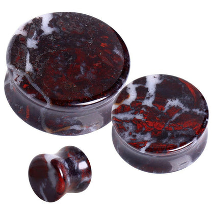 Natural Chicken Blood Stone Saddle Plug Plugs Impulse Piercings 6 gauge (4mm)