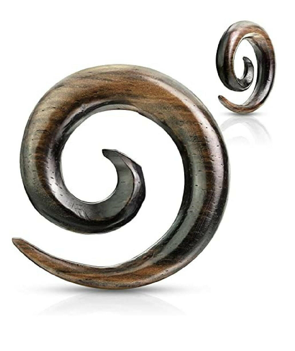 Natural Ebony Wood Striped Spiral Tapers Tapers Impulse Piercings 8GA (3mm)