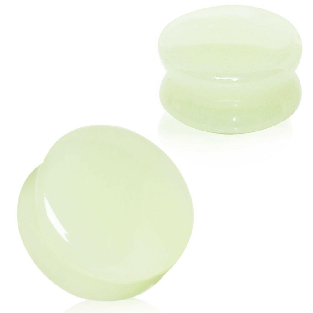 Natural Glow in the Dark Moonstone Saddle Plug Plugs Impulse Piercings 2 gauge (6mm)