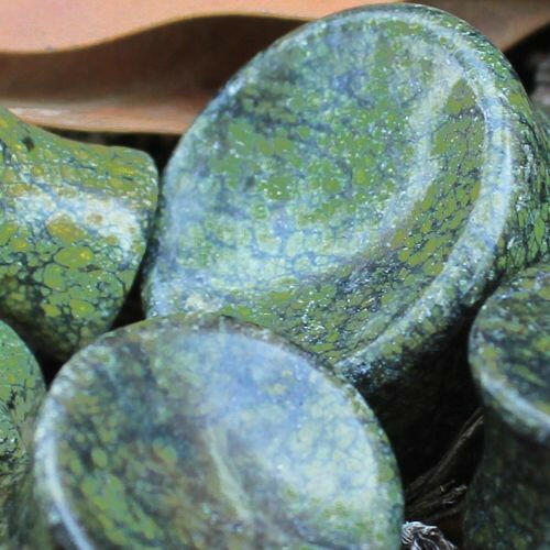 Natural Green Serpentine Concave Stone Saddle Plug Plugs Impulse Piercings