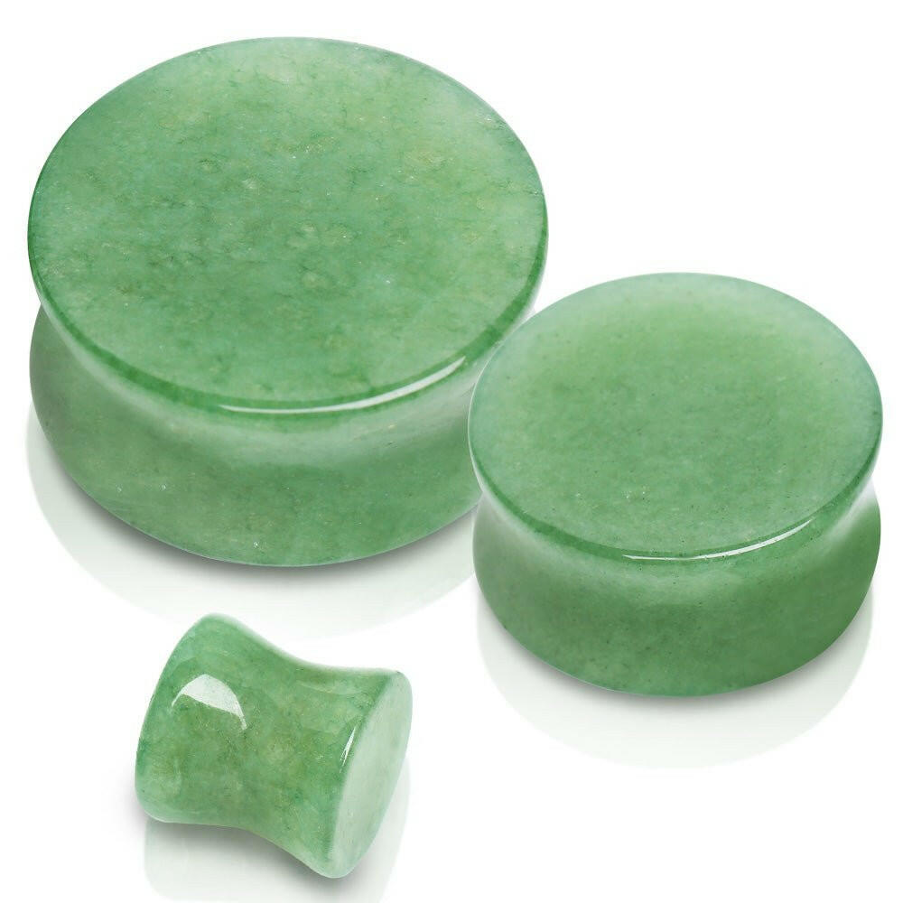 Natural Jade Semi-Precious Stone Saddle Plug Plugs Impulse Piercings 8 gauge(3mm)