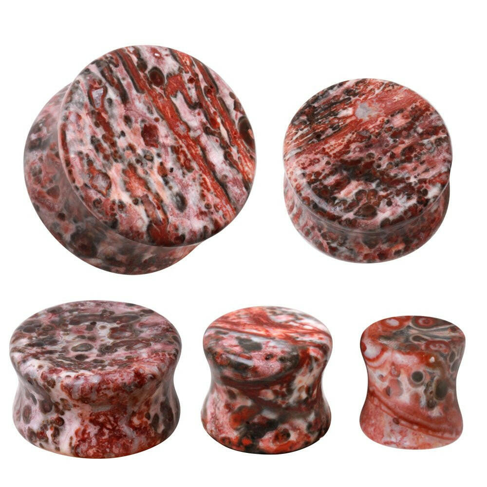 Natural Leopard Jasper Stone Saddle Plug Plugs Impulse Piercings