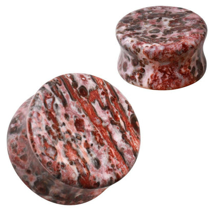 Natural Leopard Jasper Stone Saddle Plug Plugs Impulse Piercings 4GA