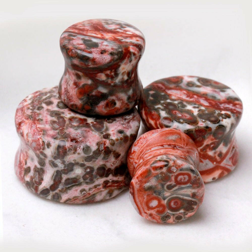 Natural Leopard Jasper Stone Saddle Plug Plugs Impulse Piercings