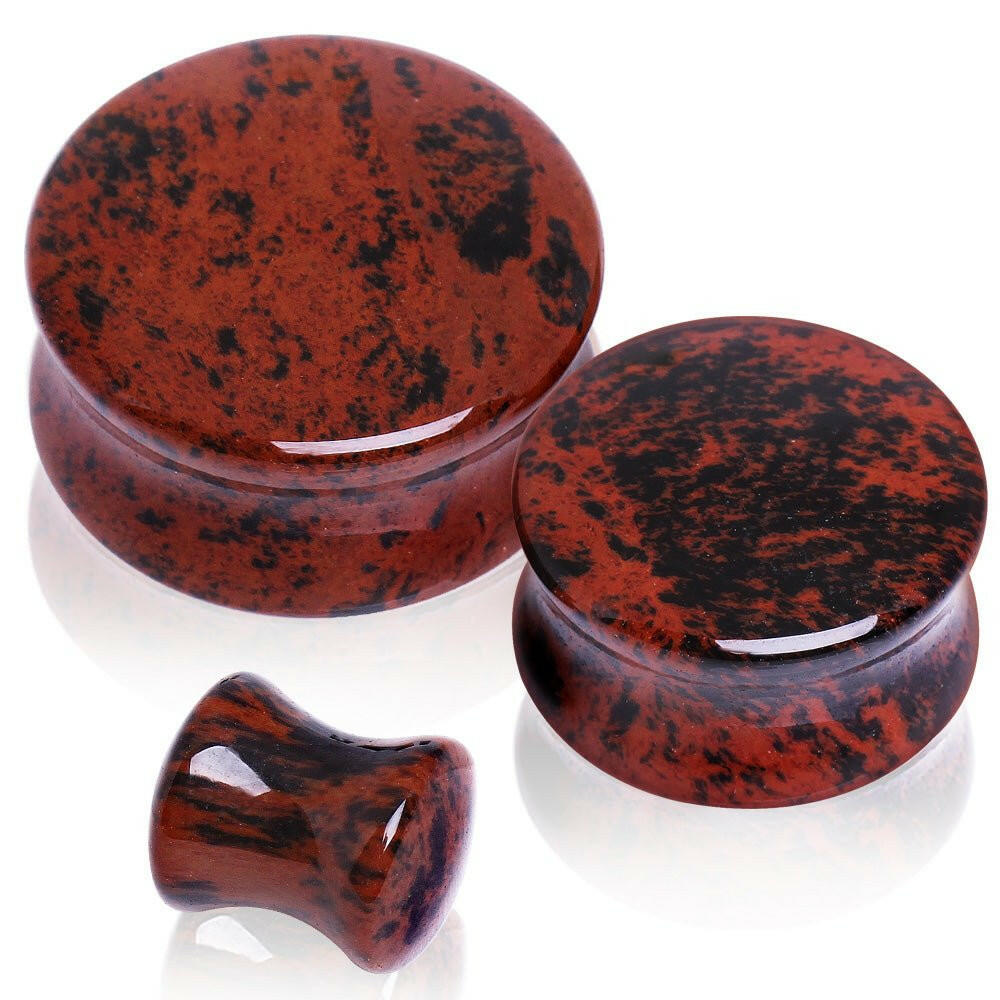 Natural Mahogany Obsidian Stone Saddle Plug Plugs Impulse Piercings 8 gauge (3mm)