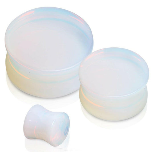 Natural Opalite Semi-Precious Stone Saddle Plug Plugs Impulse Piercings 8 gauge (3mm)