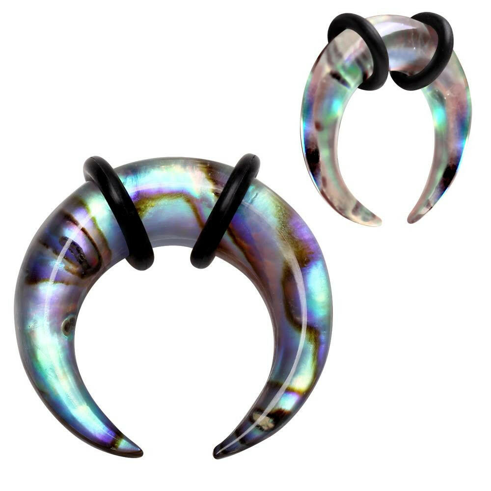 Natural Organic Abalone Shell Pincher Taper with O-Rings Impulse Piercings