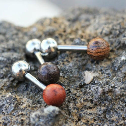 Natural Organic Wood Ball Cartilage Stud Earring Cartilage Impulse Piercings