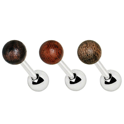 Natural Organic Wood Ball Cartilage Stud Earring Cartilage Impulse Piercings Black