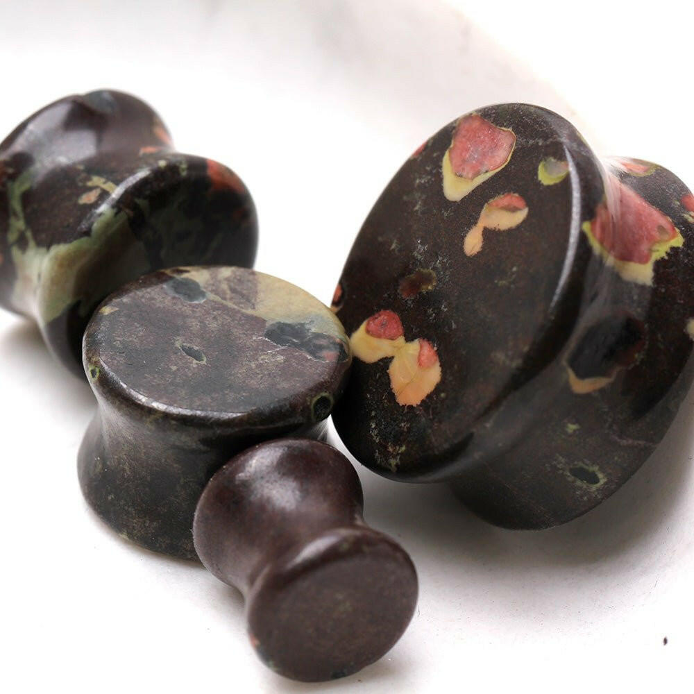 Natural Plum Blossom Jade Stone Saddle Plug Plugs Impulse Piercings